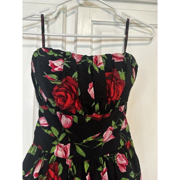 Betsey Johnson Collection Rose Dress Size 2 Y2K Strapless Tie Back Bow Floral - Picture 2 of 13